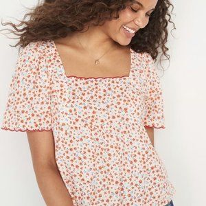 Old Navy Flutter-Sleeve Floral Swing Blouse | M | NWT